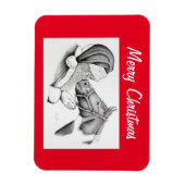 クリスマスホースとサンタクロース マグネット (縦)