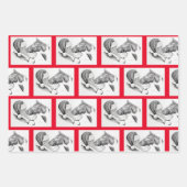 クリスマスホースとサンタクロース ラッピングペーパーシート (正面2)