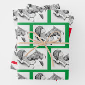 クリスマスホースとサンタクロース ラッピングペーパーシート (インサイチュ)