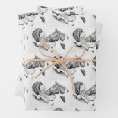 クリスマスホースとサンタクロース ラッピングペーパーシート (インサイチュ)