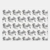 クリスマスホースとサンタクロース ラッピングペーパーシート (正面)