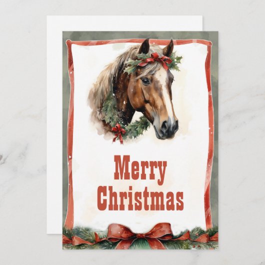 クリスマスホースの水色 シーズンカード (正面/裏面)