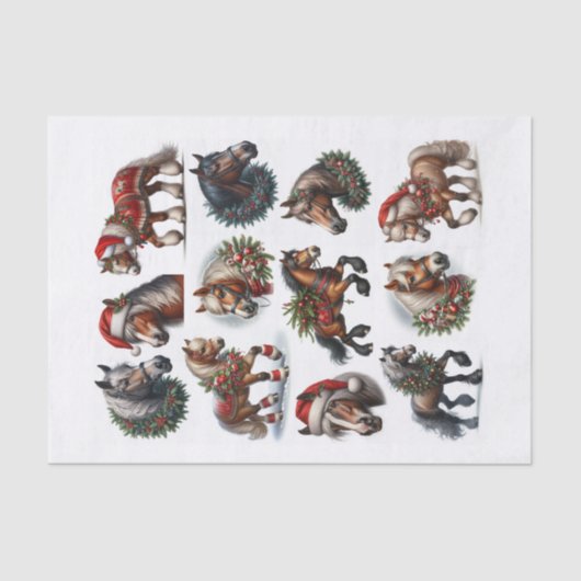 クリスマスホースの美しいセットFussyカットセット2 薄葉紙 (正面)