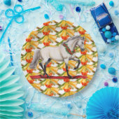 クリスマスホースアンドベルオリジナルアートデザイン ペーパープレート (パーティー)