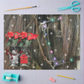 クリスマスホースカウボーイブーツポインセチア雪だるま 薄葉紙 (クラフト)