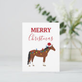クリスマスホースサンタハットクリスマスライトクリスマス シーズンポストカード (スタンド正面)