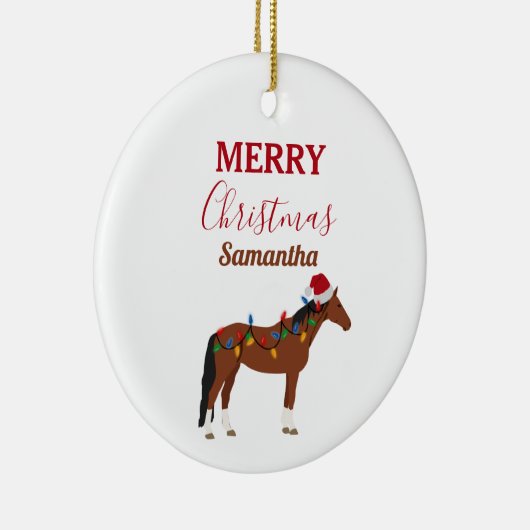 クリスマスホースサンタハットクリスマスライト セラミックオーナメント (右)