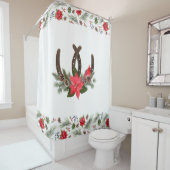 クリスマスホースシューポインセチア シャワーカーテン (インサイチュ)