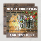 クリスマスホースワゴンホイールカウボーイブーツガーランド シーズンカード (正面/裏面)
