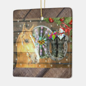 クリスマスホースワゴンホイールカウボーイブーツガーランド セラミックオーナメント (左)