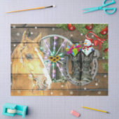 クリスマスホースワゴンホイールカウボーイブーツガーランド 薄葉紙 (クラフト)