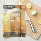 クリスマスホースワゴンホイールカウボーイブーツ馬蹄形 キッチンタオル (四つ折り)