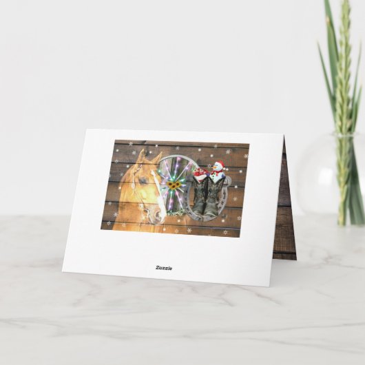 クリスマスホースワゴンホイールカウボーイブーツ馬蹄形 シーズンカード (裏面)