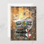 クリスマスホースワゴンホイールカウボーイブーツ馬蹄形 シーズンポストカード (正面/裏面)