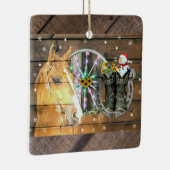 クリスマスホースワゴンホイールカウボーイブーツ馬蹄形 セラミックオーナメント (右)