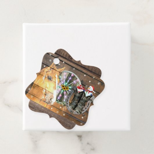 クリスマスホースワゴンホイールカウボーイブーツ馬蹄形 フェイバータグ (インサイチュ)