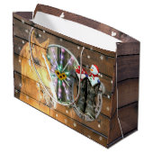 クリスマスホースワゴンホイールカウボーイブーツ馬蹄形 ラージペーパーバッグ (裏面アングル)