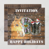 クリスマスホースワゴンホイールカウボーイブーツ馬蹄形 招待状 (正面/裏面)