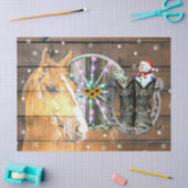 クリスマスホースワゴンホイールカウボーイブーツ馬蹄形 薄葉紙 (クラフト)