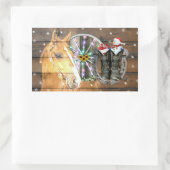 クリスマスホースワゴンホイールカウボーイブーツ馬蹄形 長方形シール (バッグ)