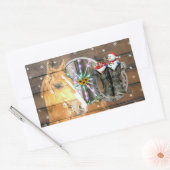 クリスマスホースワゴンホイールカウボーイブーツ馬蹄形 長方形シール (封筒)