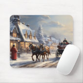 クリスマスホース描キャリッジ通り マウスパッド (マウス)