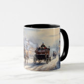 クリスマスホース描キャリッジ通り マグカップ (正面右)