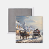 クリスマスホース描キャリッジ通り マグネット (正面/裏面)