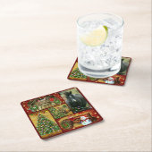 クリスマスホース雪だるまトラックトラクター スクエアペーパーコースター (インサイチュ)