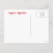 クリスマスホース雪深紅色カントリーシーンかわいい シーズンポストカード (裏面)