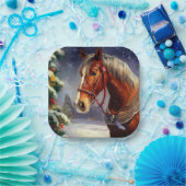 クリスマスホース1 ペーパープレート (パーティー)