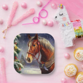 クリスマスホース1 ペーパープレート (パーティー)