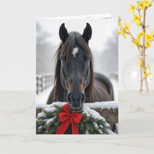 クリスマスホース カード (黄色い花)