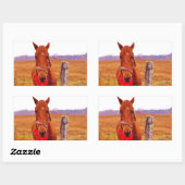 クリスマスホース、弓&ストッキング 長方形シール (シート)