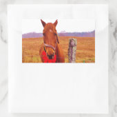 クリスマスホース、弓&ストッキング 長方形シール (バッグ)