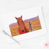 クリスマスホース、弓&ストッキング 長方形シール (封筒)