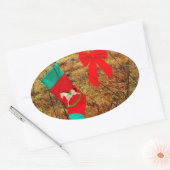 クリスマスホース 楕円形シール (封筒)