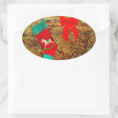 クリスマスホース 楕円形シール (バッグ)