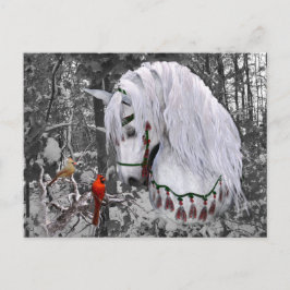 クリスマスホース&深紅色はがき ポストカード