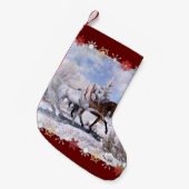 クリスマスホース&深紅色ストッキング スモールクリスマスストッキング (正面 (吊り時))