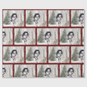 クリスマスホース&深紅色ラッピング紙 ラッピングペーパー (フラット)