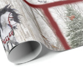 クリスマスホース&深紅色ラッピング紙 ラッピングペーパー (ロールコーナー)