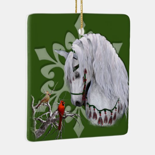 クリスマスホース&深紅色両面オーナメント セラミックオーナメント (右)