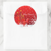 クリスマスホース、雪の結晶、木とカスタム文字 ラウンドシール (バッグ)