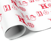 クリスマスホーホーのパタ赤と白ーンかわいい ラッピングペーパー (ロールコーナー)