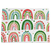 クリスマスホーホーフェスティバルレインボーホリデモダンーズ ラージペーパーバッグ (正面)