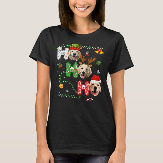 クリスマスホーホーホゴールデンレトリバー351 Tシャツ (正面)