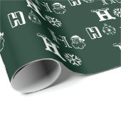 クリスマスホーホーホダークグリーンタイポグラフィ模様 ラッピングペーパー (ロールコーナー)