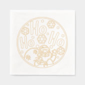 クリスマスホーホーホーサンタ冬の雪片 箔ナプキン (正面)