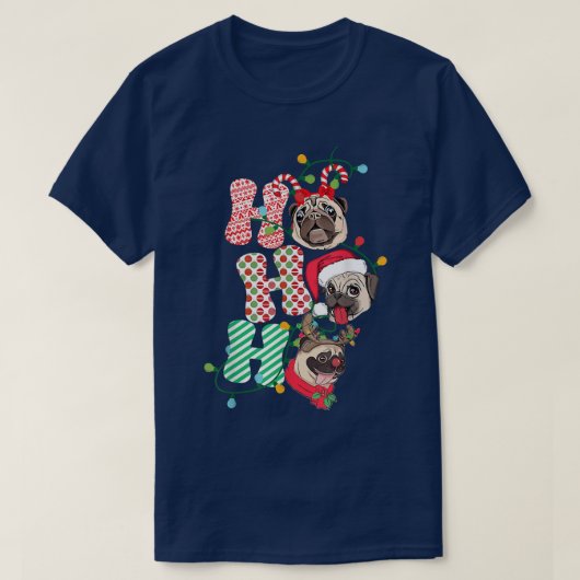 クリスマスホーホーホーホプグドッグ恋人おもしろいハッピーホリド Tシャツ (デザイン正面)